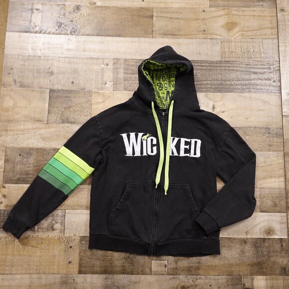 Wicked Hoodie Zip-Up Women’s Medium Black Green Graphics Casual Streetwear - Picture 1 of 10